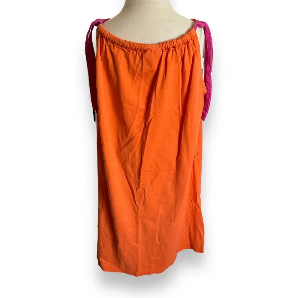 Hanna Andersson‎ Girls Dress Sz 8 130 Orange Flowers Sleeveless Knit